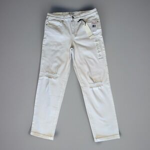 NWT Frayed Destroyed High Rise Straight White Jeans Womens 28